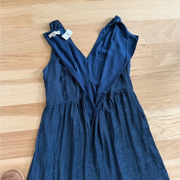 Loft New Blue Spotted Tiered Pocket Midi Dress sleeveless size 14 - Picture 13 of 13